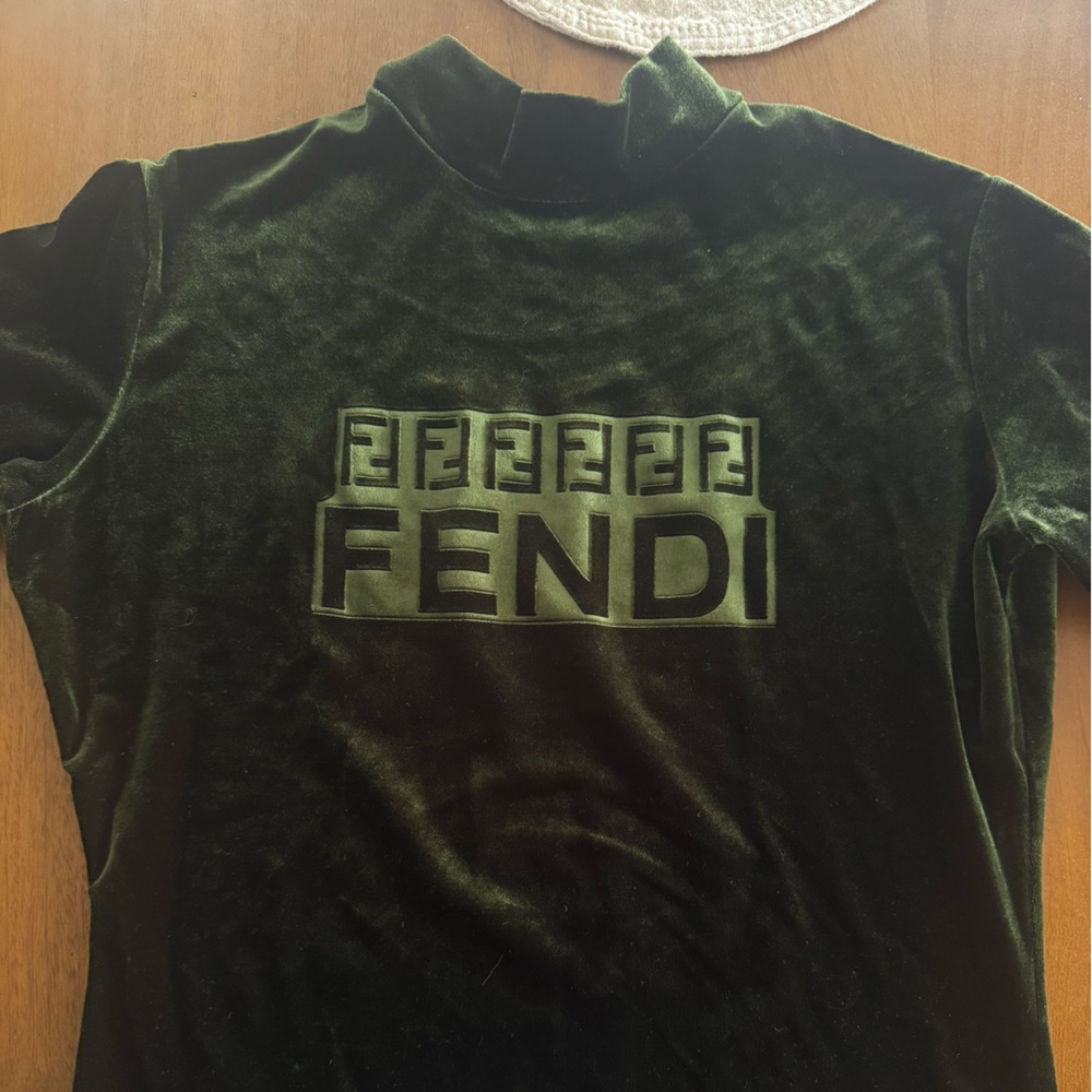 Vintage FENDI Zucca Print green Velvet